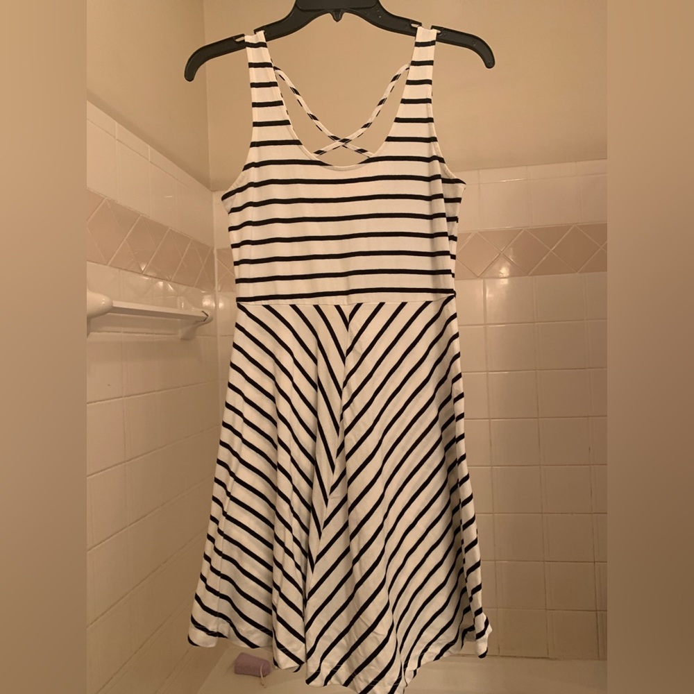 So Black and White Striped Dress Size M